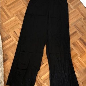 SATIN lace side detailed high waisted pants